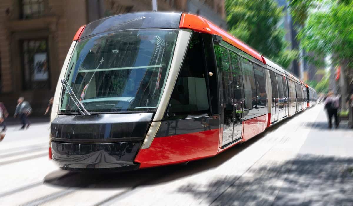 Sydney CBD light rail tram on George Street
